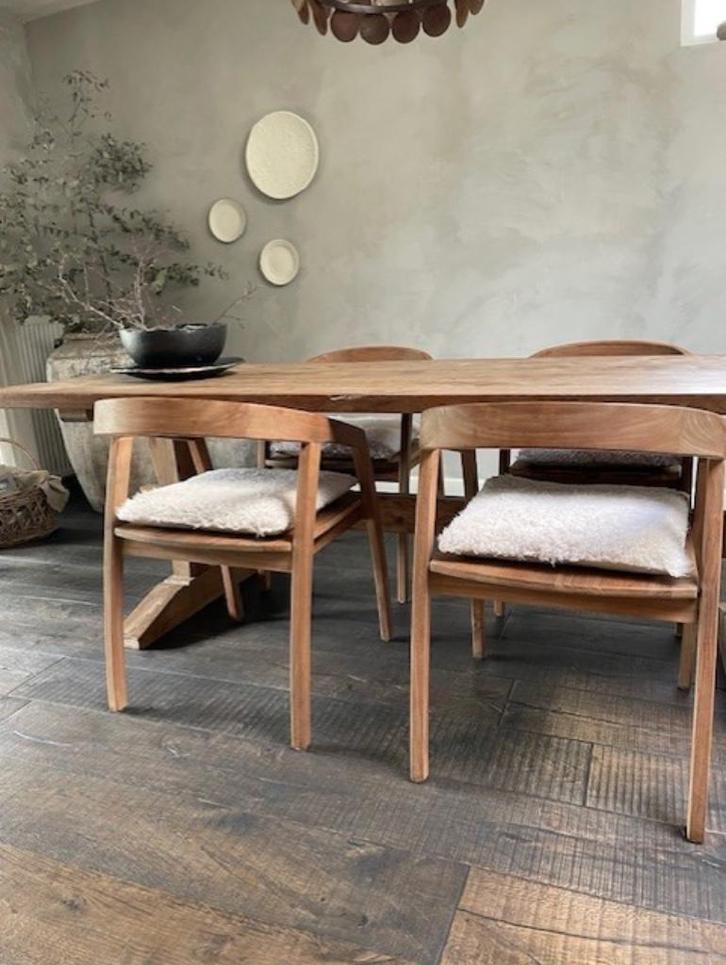 Teakhout eetkamerstoelen 4 stuks, Huis en Inrichting, Stoelen, Zo goed als nieuw, Vier, Hout, Bruin, Ophalen