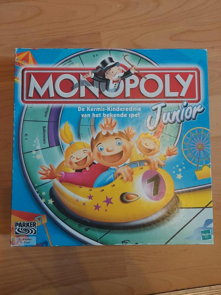 Monopoly Junior - Kermis Editie, Hobby en Vrije tijd, Gezelschapsspellen | Bordspellen, Zo goed als nieuw, Een of twee spelers