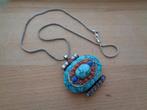 zilveren ketting zilveren met Gau amulet doos [614], Verzenden, Zo goed als nieuw, Met edelsteen, Zilver