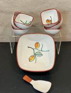 Vintage 8 Delig Pinda Setje uit de 70 e Jaren., Verzenden, Overige stijlen, Glas, Schaal of Schalen