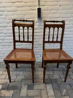 2 Antieke Stoelen - Vlechtwerk Restauratie Nodig, Huis en Inrichting, Stoelen, Ophalen, Gebruikt, Twee, Bruin