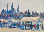 Piet Cornelis Kramer (1879-1940) - Marktdag in Delft (1922), Ophalen of Verzenden
