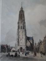 zeldzame Litho kleur Nieuwe kerk Delft G. Craeyvanger 1836, Antiek en Kunst, Kunst | Etsen en Gravures, Verzenden