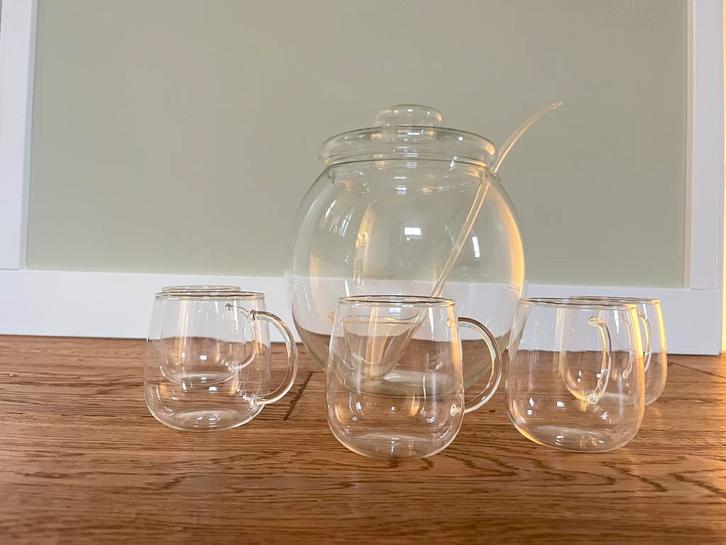 Glazen punch bowl set, Huis en Inrichting, Keuken | Servies, Zo goed als nieuw, Glas of Glazen, Overige stijlen, Glas, Ophalen