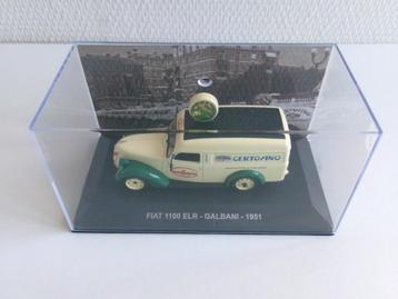 Fiat 1100 ELR - Galbani - 1951 geel 1:43 Magazine Models beschikbaar voor biedingen