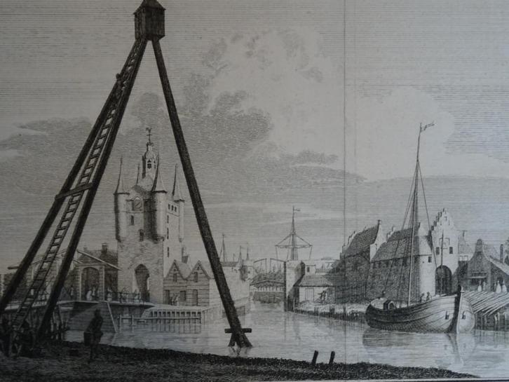 Gravure Havenpoorten en Bok te Zierikzee, Philips, 1750, Antiek en Kunst, Kunst | Etsen en Gravures, Verzenden