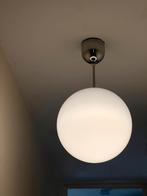 Melkglas plafondlamp wit bol zilver mooi, vintage, 30 cm, Ophalen, Zo goed als nieuw