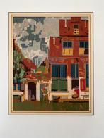 Straatje van Vermeer, borduurwerk in lijst, Antiek en Kunst, Kunst | Schilderijen | Klassiek, Ophalen of Verzenden