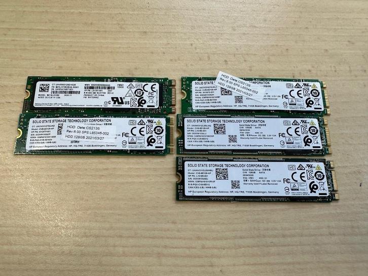 5 x 128 GB SSD M.2, Computers en Software, Harde schijven, Gebruikt, Laptop, Intern, SSD, Ophalen