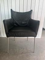 6 Label van den Berg lederen eetkamerstoelen, Huis en Inrichting, Ophalen of Verzenden, Gebruikt, Grijs, Vijf, Zes of meer stoelen