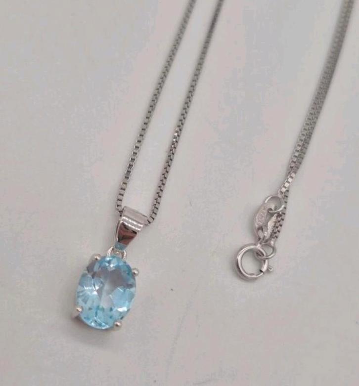Mooie zilveren ketting met topaas, Sieraden, Tassen en Uiterlijk, Kettingen, Zo goed als nieuw, Zilver, Zilver, Verzenden