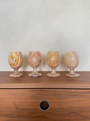 Vintage Onyx Wijnglazen Set van 4 - Beige Sand beschikbaar voor biedingen