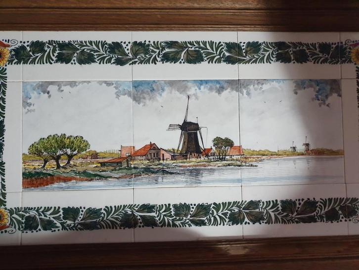 16 tegel tableau paul v dort porselijne fles delft, Antiek en Kunst, Antiek | Wandborden en Tegels, Ophalen of Verzenden