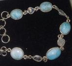 Prachtige armban larimar en regenboog maansteen 925 zilver, Sieraden, Tassen en Uiterlijk, Armbanden, Ophalen of Verzenden, Nieuw