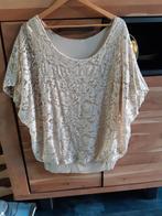Kanten blouse met voering en brede tricot band. Nieuw, Ophalen of Verzenden, Nieuw, Maat 46/48 (XL) of groter, Beige
