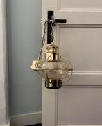 Vintage retro messing hanglamp hallamp, Huis en Inrichting, Lampen | Hanglampen, Minder dan 50 cm, Glas, Ophalen of Verzenden