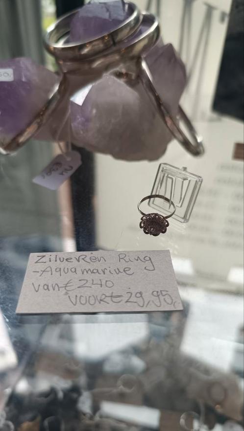 Zilveren ring aquamarine, Sieraden, Tassen en Uiterlijk, Ringen, Zo goed als nieuw, Dame, Zilver, Zilver, Ophalen of Verzenden