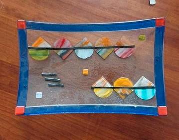 Glazen Schaal / Bord - Gesmolten Glas Kunst beschikbaar voor biedingen
