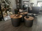 Leuke salontafel 3 stuks metaal met hout, Huis en Inrichting, Stoffering | Vloerbedekking, Ophalen of Verzenden, Zo goed als nieuw