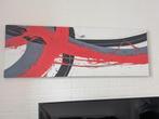 Abstract Schilderij 160x55 cm, Wit Rood Grijs & Zwart, Ophalen of Verzenden