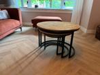 Salontafel rond hout, Huis en Inrichting, Tafels | Salontafels, Ophalen, Gebruikt, Rond, 50 tot 100 cm
