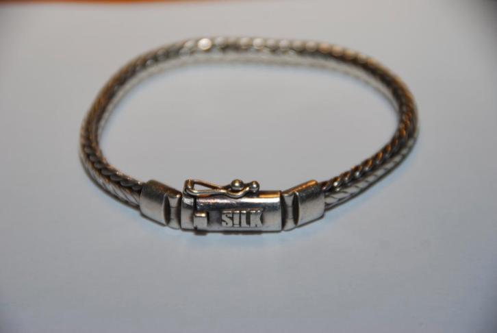 SILK Armband 743 Weave. Zilver 925. Lengte 19 cm. Gedragen, Sieraden, Tassen en Uiterlijk, Armbanden, Gebruikt, Zilver, Zilver