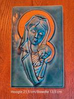 Blauwe keramieken tegel Maria met kindje, Ophalen of Verzenden, Gebruikt