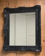 Antieke spiegel met zwarte bewerkte lijst, Ophalen, Rechthoekig, Minder dan 50 cm