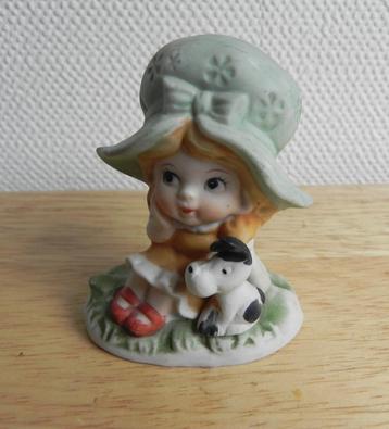 Beeldje meisje met hondje stijl Holly Hobbie - vintage beschikbaar voor biedingen
