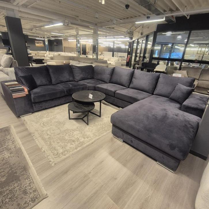 XXL Hoekbank U Vorm Waterproof Antraciet SALE € 895,-  ACTIE, Huis en Inrichting, Banken | Bankstellen, Nieuw, Hoekbank, Vierpersoons of meer