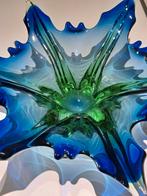 Grote Murano glazen schaal - blauw/groen. Italiaanse kunst, Antiek en Kunst, Antiek | Glas en Kristal, Ophalen of Verzenden