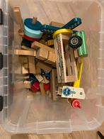 Houten blokken en speelgoed - Kraan, kar & meer!, Ophalen, Gebruikt, Overige merken