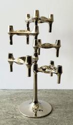 Vintage BMF kandelaars Fritz Nagel chroom op voet, Ophalen of Verzenden, Gebruikt, Kandelaar, 25 tot 50 cm