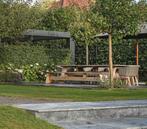 Teak houten tuintafel en bank van exclusieve merk Max&Luuk, Tuin en Terras, Tuintafels, Ophalen, Rechthoekig, Teakhout