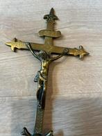 Antiek Bronzen Crucifix met Schedel, Ophalen of Verzenden