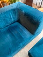 Velours zitbank met hocker - goede staat, Huis en Inrichting, Banken | Bankstellen, Ophalen, Driepersoons, 75 tot 100 cm, Zo goed als nieuw