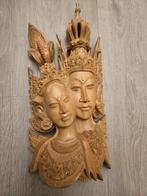 Rama en Sita Balinees houtsnijwerk voor aan de wand, Antiek en Kunst, Ophalen of Verzenden