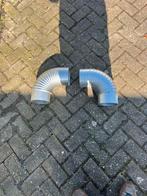 2 Kachelpijpen gegalvaniseerd 150mm 90 graden bichte, Doe-het-zelf en Verbouw, Buizen en Afvoer, Ophalen of Verzenden, Zo goed als nieuw
