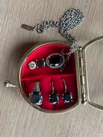 Sieraden set - Il Santo 925 zilver - onyx, hematiet, kristal beschikbaar voor biedingen
