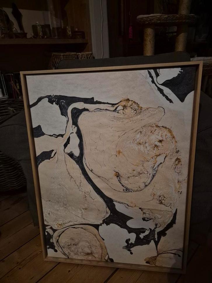 Abstract Schilderij met Houten Frame riviera maison, Antiek en Kunst, Kunst | Schilderijen | Abstract, Ophalen