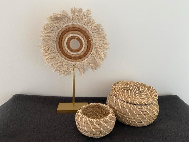 Sfeervolle Accessoires Set, Huis en Inrichting, Woonaccessoires | Schalen en Manden, Rond, Riet, Ophalen of Verzenden