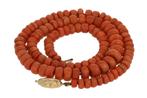 Bloedkoraal antieke kaasjes ketting 14k gouden slot dames, Verzenden, Goud, Ketting, Met edelsteen