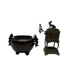 Twee Japans gepatineerde bronzen wierookvaten zgn Koro's., Antiek en Kunst, Ophalen of Verzenden