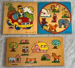 3 houten puzzels Sesamstraat boerderij dieren Simplex toys, Ophalen of Verzenden, Minder dan 10 stukjes, Zo goed als nieuw