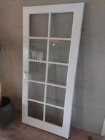 Houten opzetdeur met glas, Doe-het-zelf en Verbouw, Deuren en Horren, Ophalen, Gebruikt, 80 tot 100 cm, Binnendeur