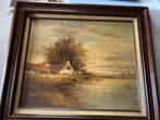 Oud schilderij van N.J. Same Hollands water, Ophalen of Verzenden