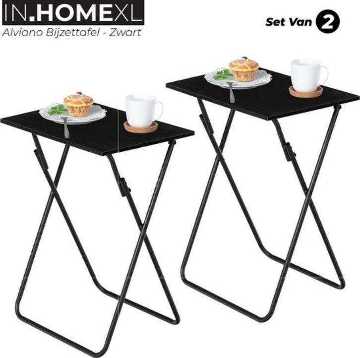 Bijzettafel-Opklaptafel-set 2-GRATIS CADEUCE-48 x 36 x 65 cm, Huis en Inrichting, Tafels | Sidetables, Nieuw, 25 tot 50 cm, 50 tot 100 cm