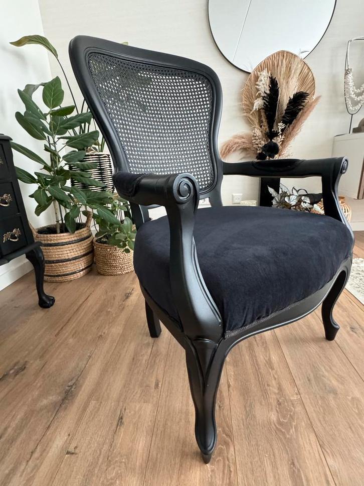 Oude Zwarte Barok Stoel, Huis en Inrichting, Stoelen, Gebruikt, Eén, Hout, Zwart, Ophalen