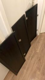Kastdeurtjes voor Billy Ikea (nu Oxberg) zwartbruin 3x, Ophalen, 25 tot 50 cm, Minder dan 100 cm