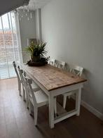 Eetkamertafel met 6 stoelen, Huis en Inrichting, Tafels | Eettafels, Ophalen, Gebruikt, 50 tot 100 cm, Landelijk